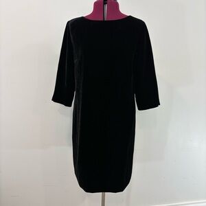 Talbot Classic Black Velvet Silk Rayon Shift Mini Dress sz 10